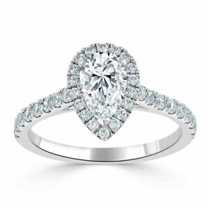 【送料無料】ジュエリー・アクセサリー リアルカットモイッサニテソリッドホワイトゴールド160 kt pera taglio vero moissanite fidanzamento anello 14k solido bianco oro 6 87,989円
