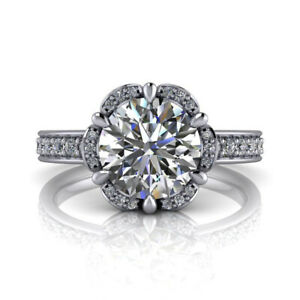 【送料無料】ジュエリー・アクセサリー ラウンドモアッサニテソリッドホワイトゴールド190 kt rotondo certificato moissanite fidanzamento anello 14k solido oro bianco