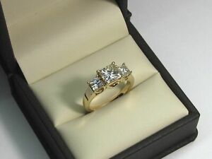 【貨物輸送無料】宝飾品・付属物 プリンセスリアルモイッサニテソリッドイエローゴールド205 kt principessa vero moissanite anello di fidanzamento 14k solido oro giallo