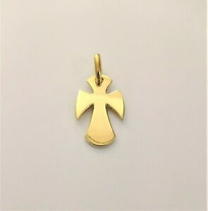 【貨物輸送無料】宝飾品・添え物 イエローゴールドクロスメダルペンダントciondolo medaglia croce インチ oro giallo 18kt