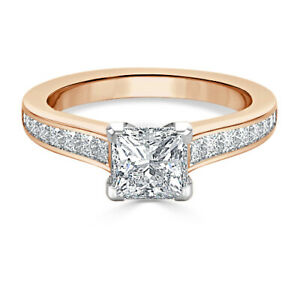 【貨物輸送無料】宝飾品・付属物 プリンセスモイッサニテローズゴールドサイズ175 kt principessa moissanite fidanzamento fede nuziale 14k oro rosa misura 5 6