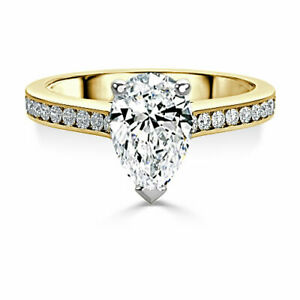 【送料無料】ジュエリー・アクセサリー リアルカットモイッサニテソリッドイエローゴールド240 kt pera taglio vero moissanite anello di fidanzamento 14k solido oro giallo