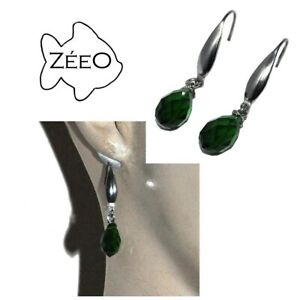 【送料無料】ジュエリー・アクセサリー eビジューイヤリングシルバーステンレススチールグリーンクリスタルドロップzeeo bijoux orecchini acciaio inossidabile argentato goccia da cristallo verde