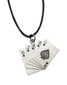 【送料無料】ジュエリー・アクセサリー ポーカーカードリアルスケールペンダントネックレスcollana ciondolo schede poker scala reale