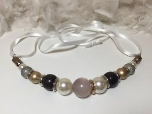 【送料無料】ジュエリー・アクセサリー ミズドパールプラスチックビーズネックレスプロジェクトネックレスcollana con grosse perle miste, marmo e plastica perline collana, progetto craft