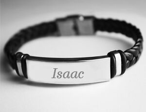 【送料無料】ジュエリー・アクセサリー アイザックメンズブレスレットisaacmens bracciale con nome in cuoio intrecciatoincastro regali per lui