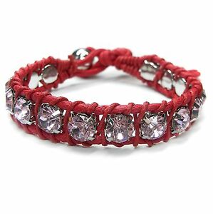 【送料無料】ジュエリー・アクセサリー ラインストーンライトローズピンクコードブレスレットレッドブレスレットnuovo bracciale rosso con strass light roserosa intrecciato bracciale cordino