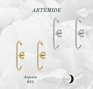 【送料無料】ジュエリー・アクセサリー アルテミスペーパークリップイヤリングシルバーartemide orecchino a forma di graffetta con cristalli incolore argento 925 13,125円