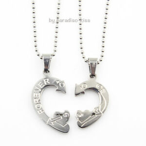 【送料無料】ジュエリー・アクセサリー スチールハートシルバーネックレス2 collane in 1 in acciaio donna uomo cuore argento c165