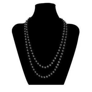 【送料無料】ジュエリー・アクセサリー パールネックレスロングブラックホワイトシンプルネックレスウーマンパールcollana di perle lunga nero bianco semplice collana donna perle