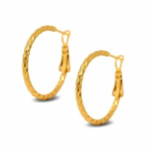【送料無料】ジュエリー・アクセサリー テクスチャフープイヤリングゴールド18ct oro riempito da donna con trama orecchini a cerchio 25mm 18k gf|hokushin