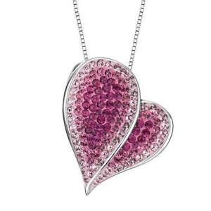 【送料無料】ジュエリー・アクセサリー シルバーメッキピンクラブハートペンダントネックレススワロフスキークリスタルargento placcato rosa amore cuore ciondolo collana con cristalli swarovski elements
