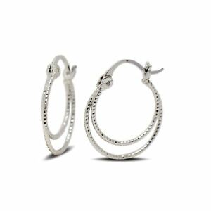 【送料無料】ジュエリー・アクセサリー ダブルフープイヤリングホワイトゴールド9ct oro bianco riempito da donna sottili a doppia orecchini a cerchio 9k gf