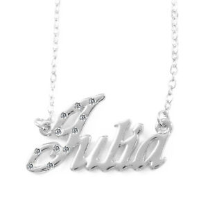 【送料無料】ジュエリー・アクセサリー ジュリアホワイトゴールドメッキネックレスクリスマスプレゼントjulia placcatura in oro bianco 18ct collana con nomenatale regali di compleanno