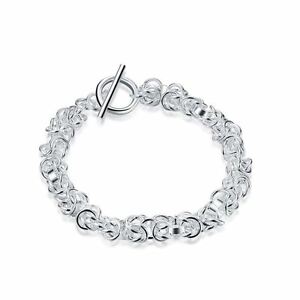 【送料無料】ジュエリー・アクセサリー レディースシルバープレートチェーンブレスレットトグルwomens ladies intricato silver plated bracciale catena con chiusura toggle uk