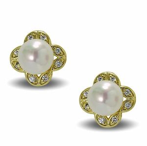 【送料無料】ジュエリー・アクセサリー ゴールドローブイヤリングパールレディースクリスタル9ct oro riempito orecchini a lobo con perla sintetica e cz cristalli donna