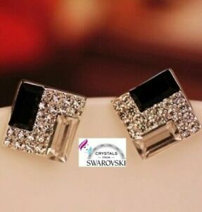 【送料無料】ジュエリー・アクセサリー スワロフスキークリスタルオリジナルシルバーイヤリングorecchini argento da donna con cristalli swarovski originali r nero e bianco