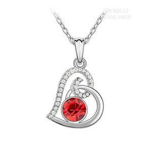【送料無料】ジュエリー・アクセサリー クリスタルスワロフスキーレッドハートペンダントネックレスcollana donna con ciondolo cuore con crystal swarovski rosso g76