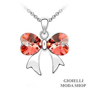 【送料無料】ジュエリー・アクセサリー クリスタルスワロフスキーペンダントネックレスcollana con ciondolo farfalla donna crystal swarovski elements g173