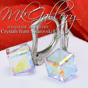 【送料無料】ジュエリー・アクセサリー スターリングシルバーイヤリングスワロフスキーキューブクリスタルargento sterling orecchini realizzati con cristalli swarovski cubo 6mm 11 colori