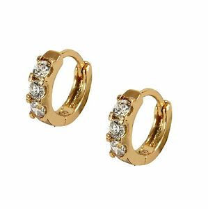 【送料無料】ジュエリー・アクセサリー ゴールドクリスタルフープイヤリングle ragazze per bambini 18k riempito doro orecchini a cerchio cristalli cz 18ct tiny 10mm gf be916