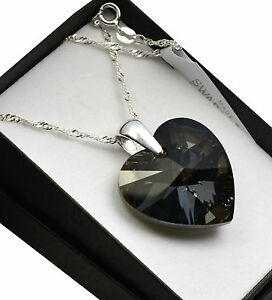 【送料無料】ジュエリー・アクセサリー スワロフスキークリスタルシルバーネックレスナイトハート925 collana dargento realizzato con cristalli swarovski * s notte * cuore 1028｜hokushin
