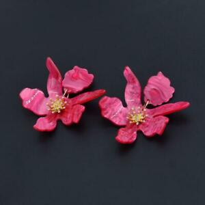 【送料無料】ジュエリー・アクセサリー イヤリングクリップオンゴールデンラージフラワーレジンレトロピンクorecchini clip on dorato grandi fiore resina rosa retro j15|hokushin