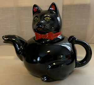 【送料無料】キッチン用品・食器・調理器具・陶器　ヴィンテージ年代ティーポットシャフォードブラックキャットティーポットVintage 50’s Teapot Shafford Black Cat Tea Pot #544 EUC画像
