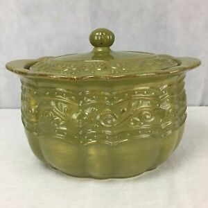 【送料無料】キッチン用品・食器・調理器具・陶器　ボックスなしで新しい蓋でホームグリーンビーンポットを祝うCelebrating Home Green Bean Pot with Lid New Without Box｜hokushin