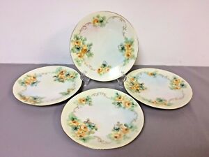 【送料無料】キッチン用品・食器・調理器具・陶器　アンティークフランス、手描き磁器プレート、イエローローズデザイン4 Antique D & Co. France, Hand Painted Porcelain Plates, Yellow Rose Design 7.5