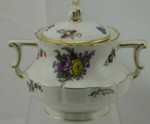 【送料無料】キッチン用品・食器・調理器具・陶器 ハビランド・リモージュ・ニンフ・スカラップドエッジダブルゴールドトリムドレスデンフラワーシュガーHaviland Limoges Nymph Scalloped Edge Double Gold Trim Dresden Flower Suga|hokushin