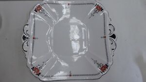 【送料無料】キッチン用品・食器・調理器具・陶器　シェリーイングランドアールデコレッドデイジートリオ磁器ケーキプレートSHELLEY ENGLAND ART DECO RED DAISY 723404 TRIO PORCELAIN CAKE PLATE