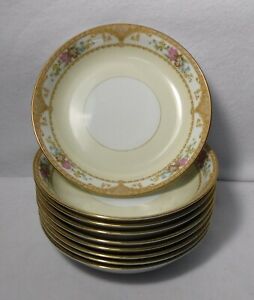 【送料無料】キッチン用品・食器・調理器具・陶器 ノリタカー・チャイナ・タンピンクパターンスープサラダボウルNORITAKE china MYSTERY #57 Tan/Pink pattern Set of 9 Soup/Salad Bowls  7-3/8
