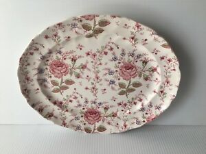 【送料無料】キッチン用品・食器・調理器具・陶器　ヴィンテージローズチンツピンクオーバルサービングプラッタージョンソンブラザーズイングランドVintage Rose Chintz Pink 13 5/8 Oval Serving Platter Johnson Brothers England