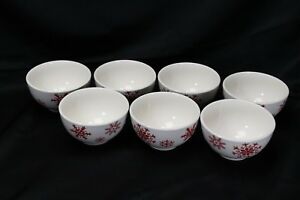 【送料無料】キッチン用品・食器・調理器具・陶器　カンタベリーファーストフロストレッドスノーフレークムマススープボウルロットCanterbury First Frost Red Snowflake Xmas Soup Bowls 5.5 Lot of 7