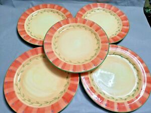 【送料無料】キッチン用品・食器・調理器具・陶器　ナポリディナープレートイエローオレンジグリーンリーフのセット Set of 5 Pfaltzgraff Napoli 11.5'' Dinner Plates Yellow Orange Green Leaf