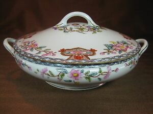 【送料無料】キッチン用品・食器・調理器具・陶器　日本ノリ竹森村丸い野菜皿バークレーパターンNippon Noritake Morimura Round Covered Vegetable Dish Berkeley Pattern c. 1912