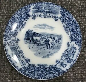 【貨物輸送無料】勝手もと装置・食器・膳立て物の具・瀬戸もの Wedgwood \u0026amp; Co. LD Flow Blue Cows 10 Dinner Plate England