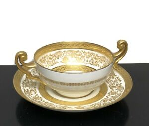 【送料無料】キッチン用品・食器・調理器具・陶器　リモージュフランスハンドルゴールドトリムブイヨン茶碗ソーサーセットベルナルドーB&C Limoges France 2-Handle Gold Trim Bouillon Teacup Saucer Set L Bernardaud