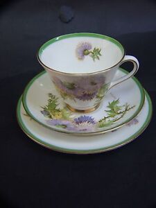【送料無料】キッチン用品・食器・調理器具・陶器　ロイヤル・ドルトン・トリオ・セット「グラミス・シスル」デザイン・カーノック・ヴィンテージRoyal Doulton Trio Set '' Glamis Thistle'' Design Signed by P. Curnock Vintag｜hokushin