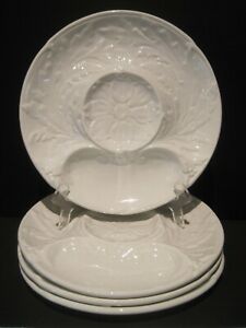 【送料無料】キッチン用品・食器・調理器具・陶器　セットフランスホワイトファイエンスマジョリカアーティチョークプレートフランスGien Set 4 French White Faience Majolica Artichoke Plates 9” France
