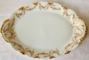 【送料無料】キッチン用品・食器・調理器具・陶器　セオドア・ハビランド・リモージュ・ラージプラッター、シュライガーピンク・ローゼズTHEODORE HAVILAND LIMOGES LARGE 14.5in PLATTER, SCHLEIGER 145, PINK ROSES, DAUBS