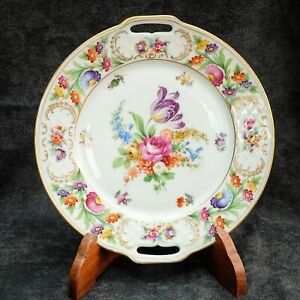 【送料無料】キッチン用品・食器・調理器具・陶器　シューマンドレスデン手描き磁器プレート古いドレスデンケーキプレートSchumann Dresden Hand painted Porcelain Plate C1924-33 Old Dresden Cake Plate