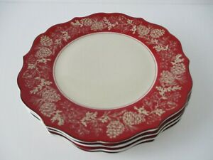 【送料無料】キッチン用品・食器・調理器具・陶器　回目のアンドオーバーディナープレート、パインコーンとベリーセット222 FIFTH Andover Dinner Plates With Pine Cones And Berries Set of 4 NWT
