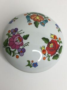 【送料無料】キッチン用品・食器・調理器具・陶器　カロッサ手塗装磁器ジュエリー装身具ボウル蓋ハンガリーラブリー??KALOCSA HAND PAINTED PORCELAIN JEWELRY TRINKET BOWL w/ LID HUNGARY LOVELY ?? H 16,775円