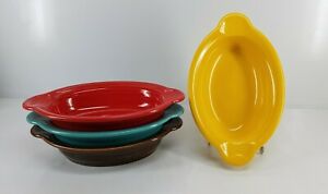 【送料無料】キッチン用品・食器・調理器具・陶器 セット個人キャセロールオーバルボウル緋色の水仙ターコイズオンス新しいset 4 INDIVIDUAL CASSEROLE OVAL BOWL scarlet daffodil turquoise FIESTA 16oz new