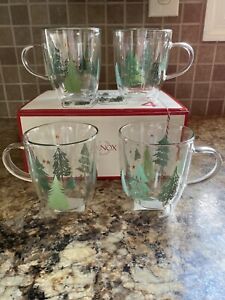 【送料無料】キッチン用品・食器・調理器具・陶器　レノックスバルサムレーンダブルウォール強化ガラスマグセット新Lenox Balsam Lane Double Wall Tempered Glass Mugs Set Of 4 New