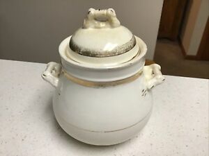 【送料無料】キッチン用品・食器・調理器具・陶器　アンティークホワイトアイアンストーン染色狂ったパティナシュガーボウル英国ゴールドでトリミングAntique White Ironstone Stained Crazed Patina Sugar Bowl English Trimmed In