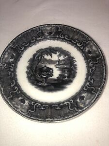 【送料無料】キッチン用品・食器・調理器具・陶器　ワシントン花瓶フローブラックプレートアイアンストーン転送ポッドモアウォーカーアンティークWashington Vase Flow Black Plate Ironstone Transfer Podmore Walker Antique 8.7