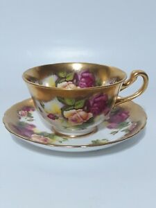 【送料無料】キッチン用品・食器・調理器具・陶器　ヴィンテージロイヤルチェルシーゴールデンローズティーカップとソーサーイングランドファインボーン中国。Vintage Royal Chelsea Golden Rose Teacup And Saucer England Fine Bone Ch